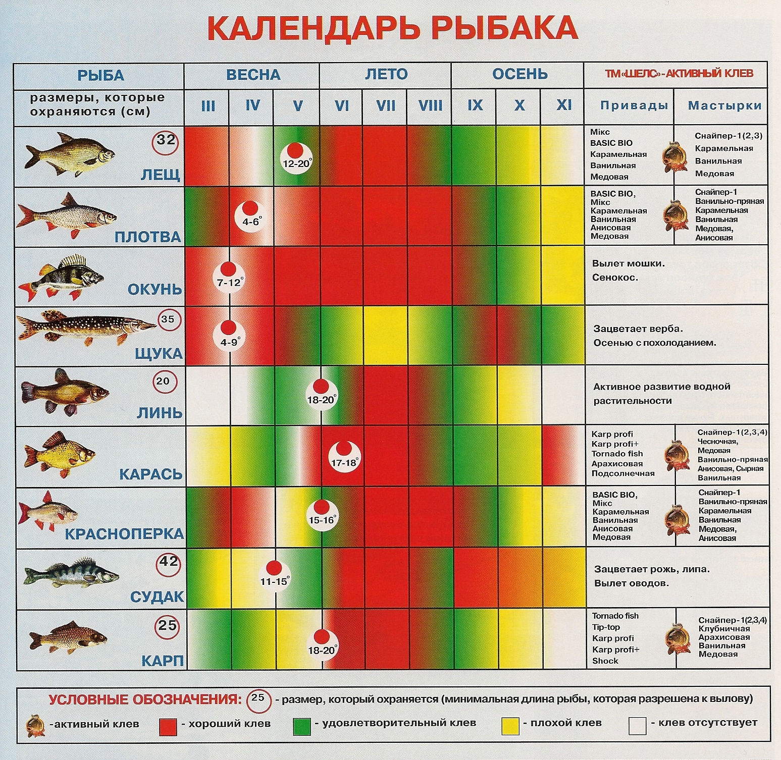 Календарь рыболова. зависимость клева рыб от сезона, от явлений природы, влияние погоды на клев