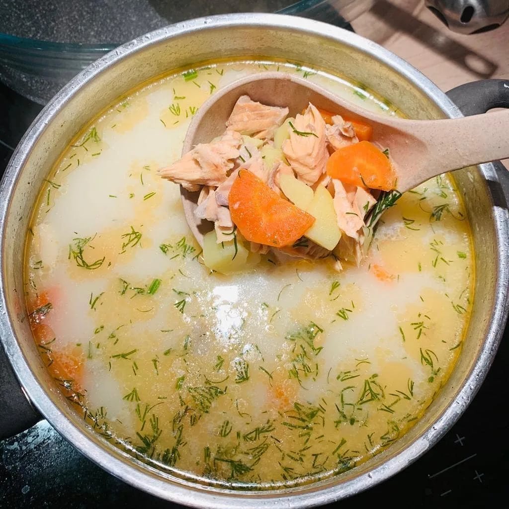 Норвежский суп из семги со сливками по пошаговому