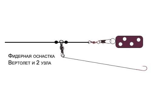 Фидерная оснастка вертолет и два узла: схема монтажа