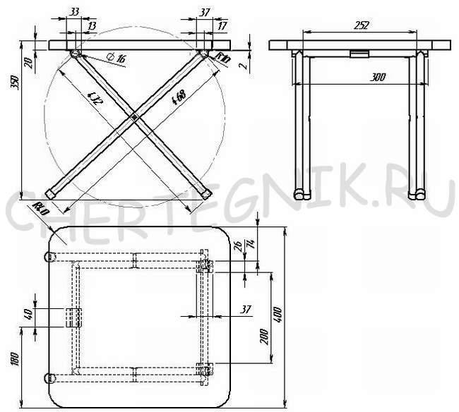 Складной стол чертежи с размерами