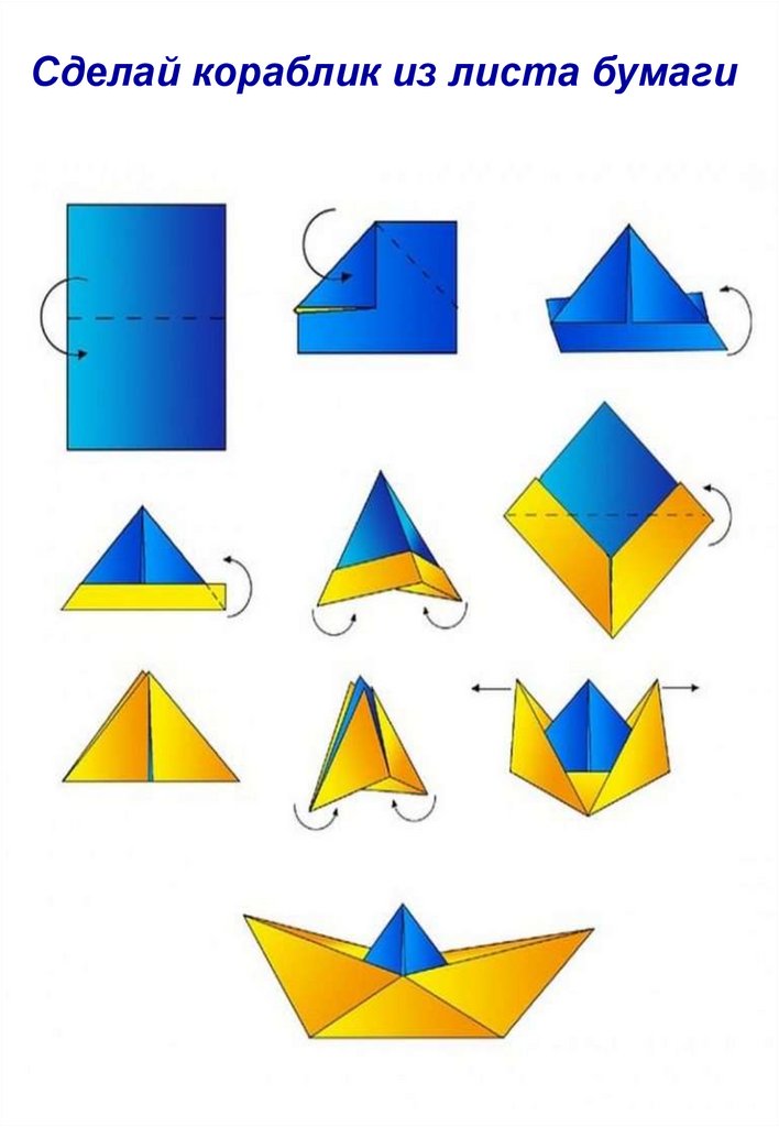 Кораблик бумажный схема складывания