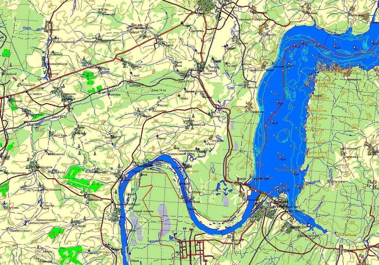 Карта глубин Воткинско́го водохранилища