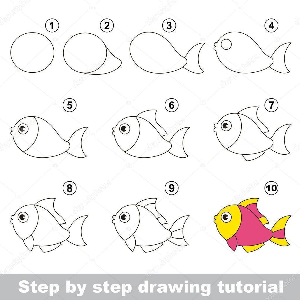 Как нарисовать рыбку карандашом поэтапно для детей – рисуем золотую рыбку легко