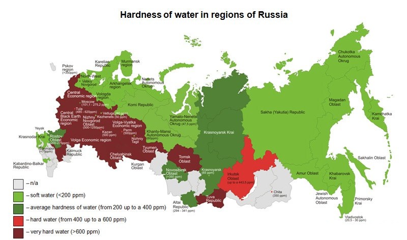 Карта жесткости воды в московской области барьер