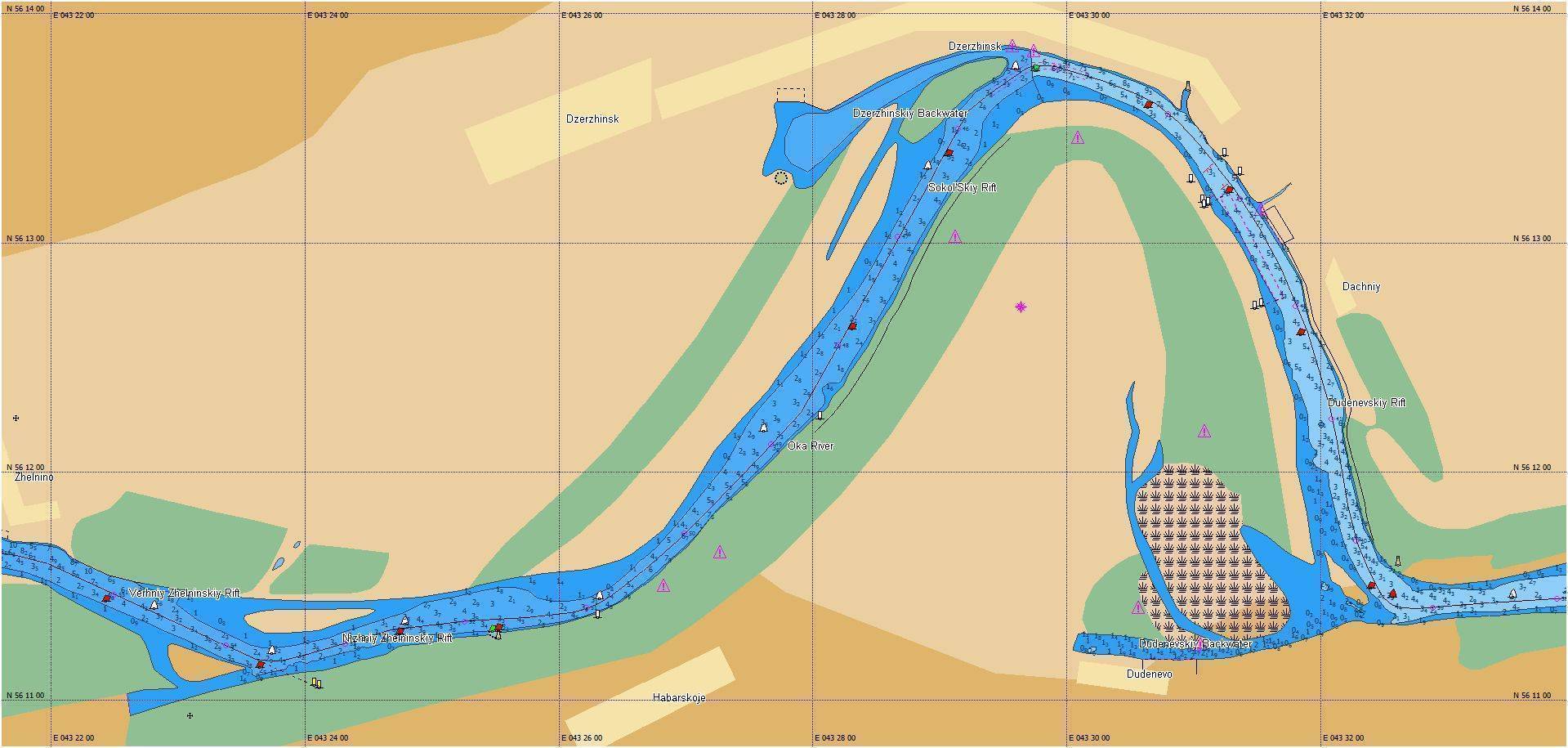 Карта глубин реки зея