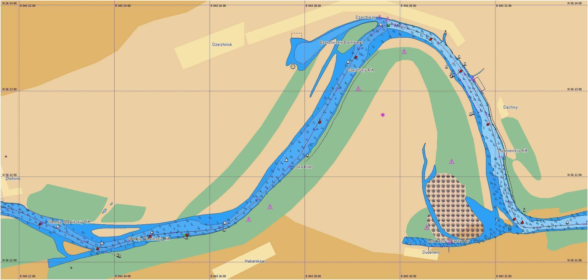 Ока дзержинск карта глубин