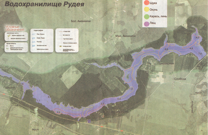 Дубровское водохранилище карта глубин