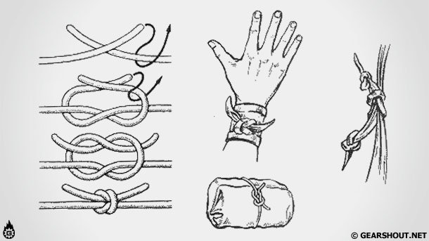 Как завязать морской узел на веревке схема пошаговая
