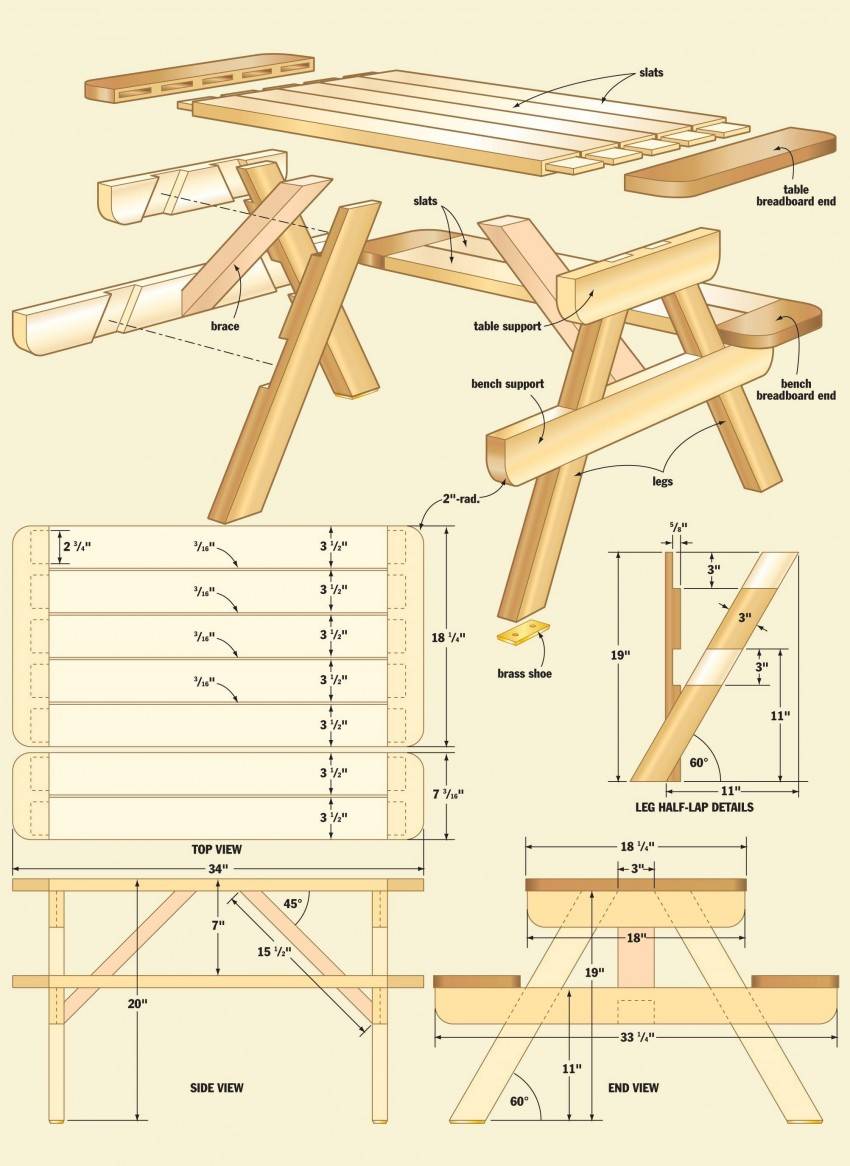 Раскладной стол для пикника своими руками чертежи и схемы из дерева