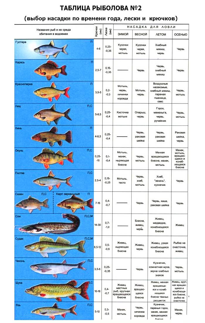 Таблицы размеров и номеров рыболовных крючков