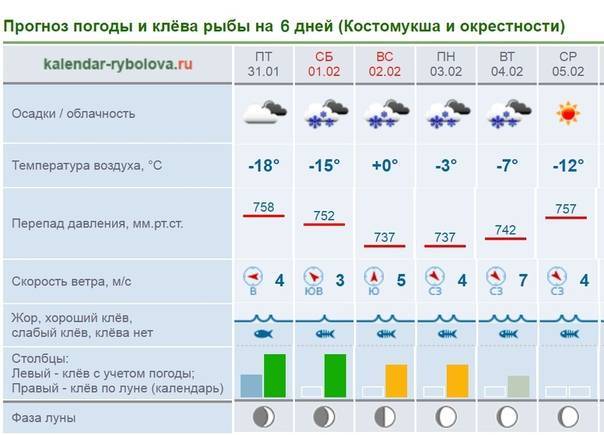 Прогноз клева в оренбургской