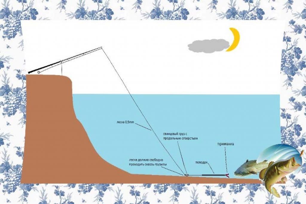 Ловля на донку весной. Приспособление для ловли сома. Снасть на сома схема. Донная снасть на сома. Оснастка для ловли сома на донку.