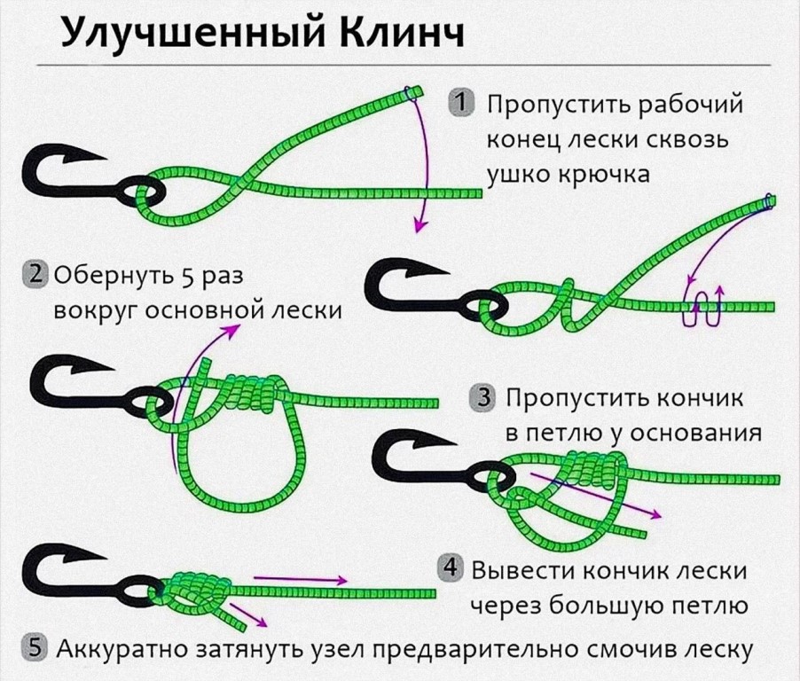 Как привязать рыболовный крючок к леске простой способ схема