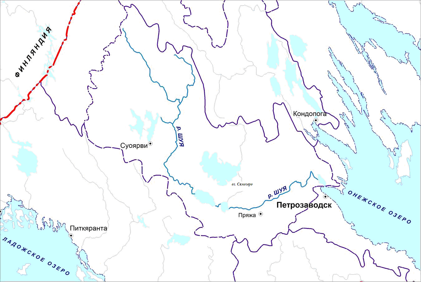 Карта порогов на реке шуя