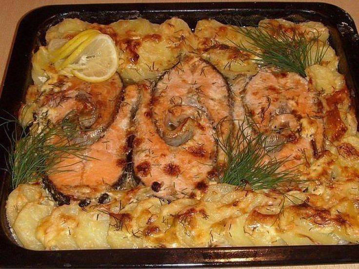 Филе рыбы с картошкой в духовке